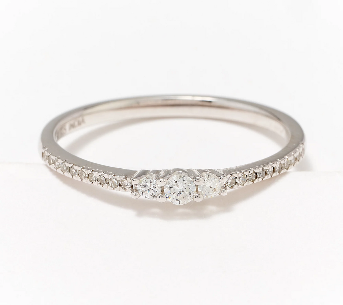 Affinity Sterling Silver Triple Stone Stacking Ring, Size 10