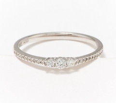 Affinity Sterling Silver Triple Stone Stacking Ring, Size 10