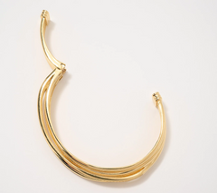 Diamonique Italia Gold Clad Sterling Silver Hinged Cuff Bangle, Avg