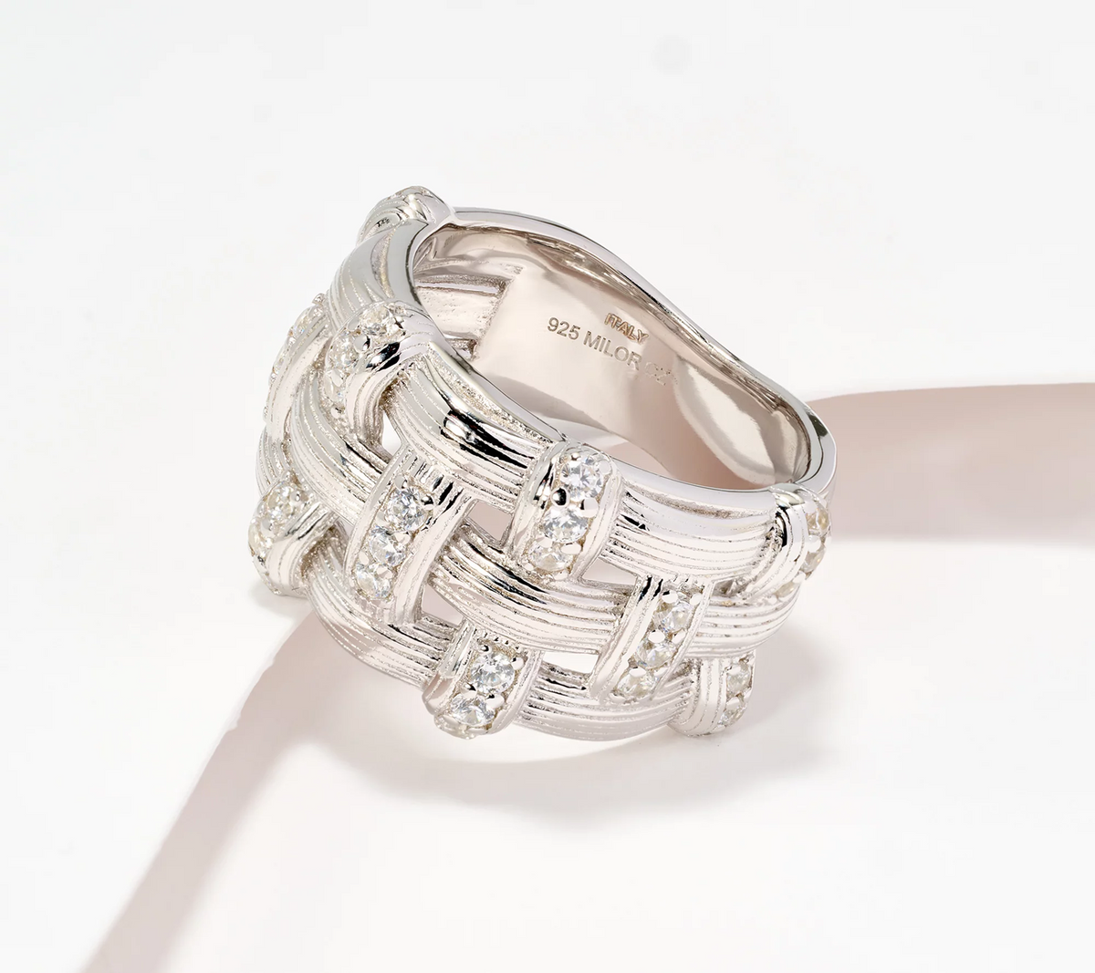 David Markstein Sterling Silver CZ Graduated Basket Ring, Size 6