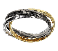 David Markstein Bronze Tri-Color Black Three Strand Slip On Bracelet Small