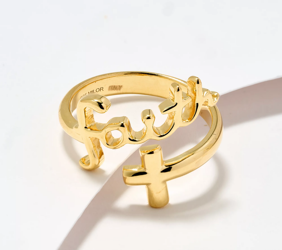 David Markstein Goldclad Sterling Silver Inspirational Bypass Faith Ring, Size 8