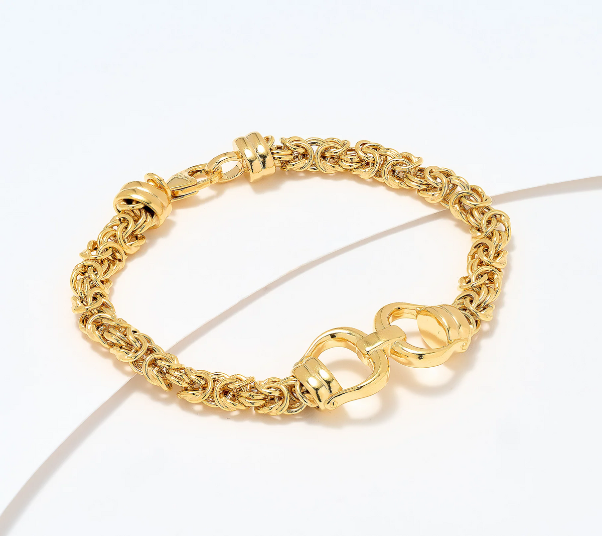 David Markstein Gold tone Sterling Silver Byzantine Bracelet with Oval Links, Size Average