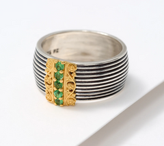 Or Paz Sterling Silver Goldclad Two-Tone Caribbean Blue Lace Ring, Size 5