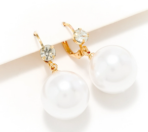Joan Rivers Parisian Drop Lever Back Gold Tone Cream Pearl Earring