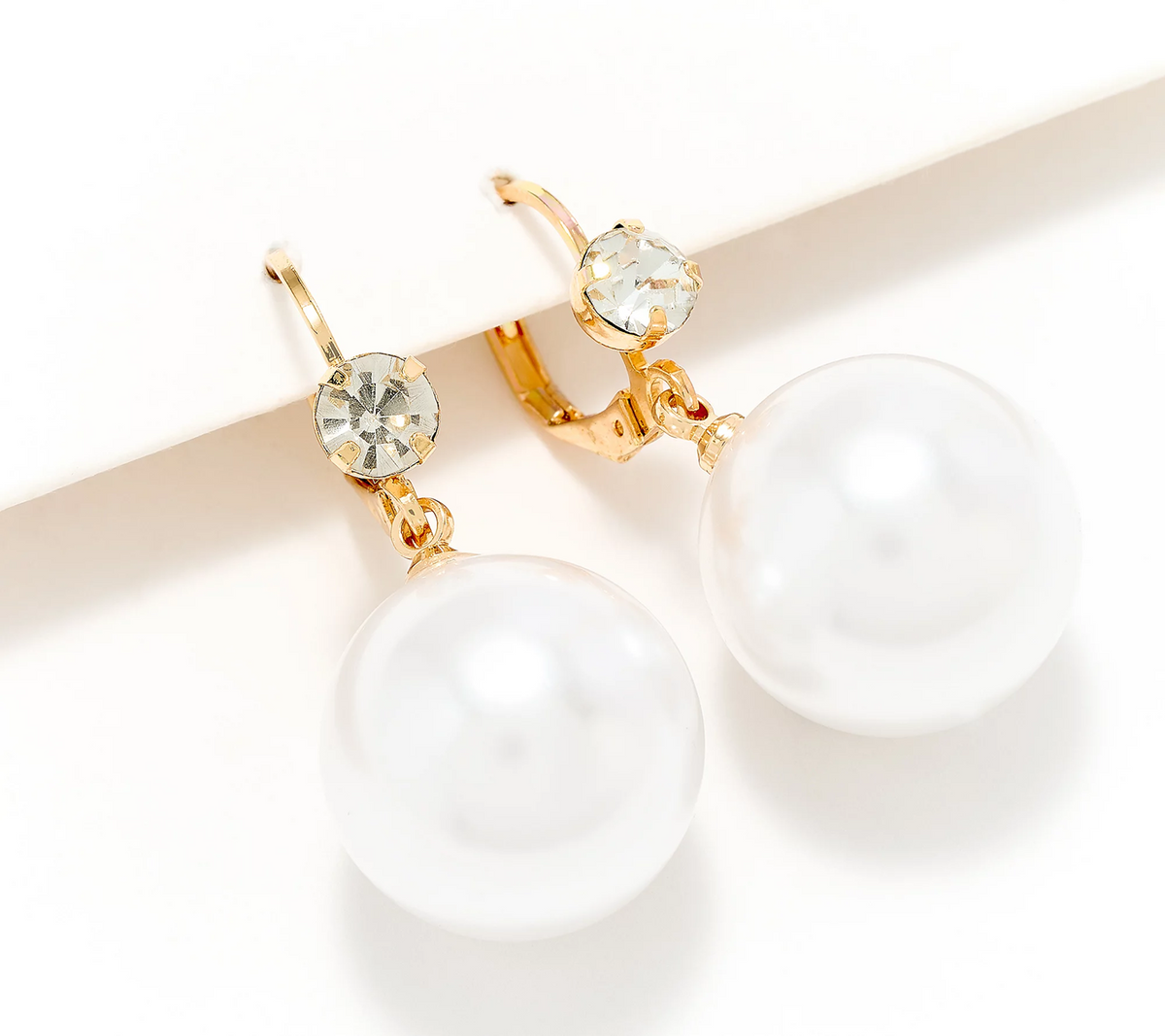 Joan Rivers Parisian Drop Lever Back Gold Tone Cream Pearl Earring