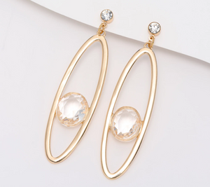 Joan Rivers Gold Tone Oval Hoop with Floating Stone