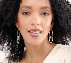 Joan Rivers Gold Tone Oval Hoop with Floating Stone