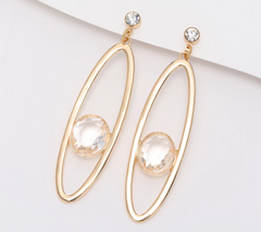 Joan Rivers Gold Tone Oval Hoop with Floating Stone