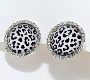 Joan Rivers Goldtone Leopard Print with Pave Stone Clip-On Earring