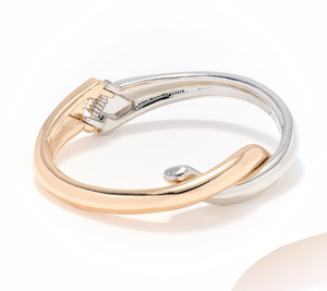 Susan Graver Hinged Gold/Silver Tone Bangle Bracelet