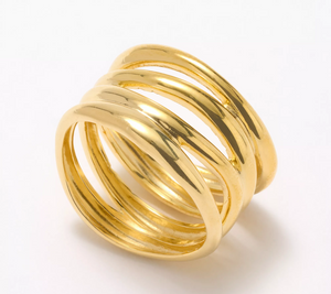 UltraFine 950 Silver Gold Tone Polished Multistrand Ring, Size 9