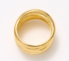 UltraFine 950 Silver Gold Tone Polished Multistrand Ring, Size 9