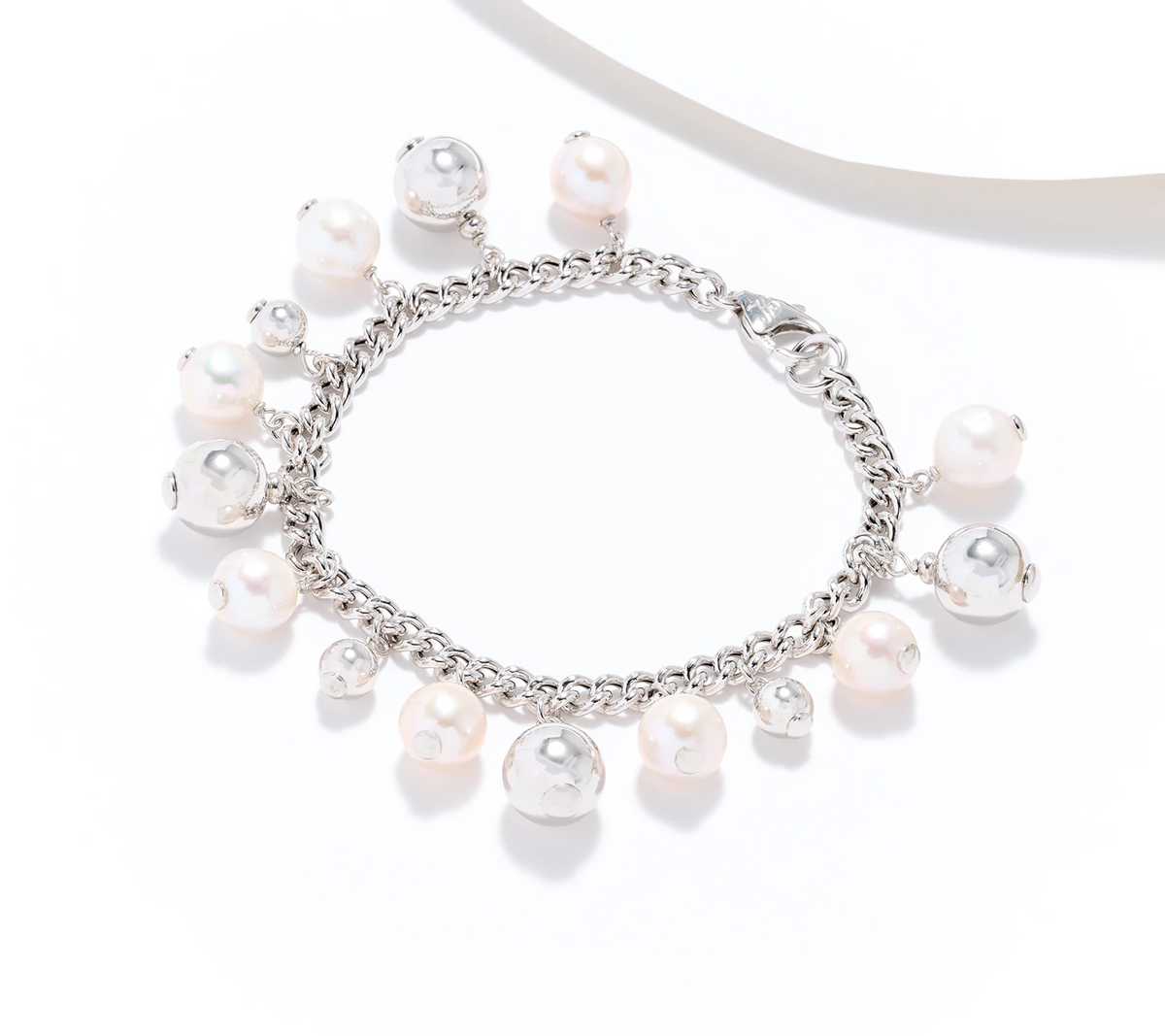Honora Cultured Pearl Charm Sterling Silver Bracelet Small