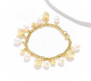 Honora Cultured Pearl Charm Gold clad Sterling Silver Bracelet Avg