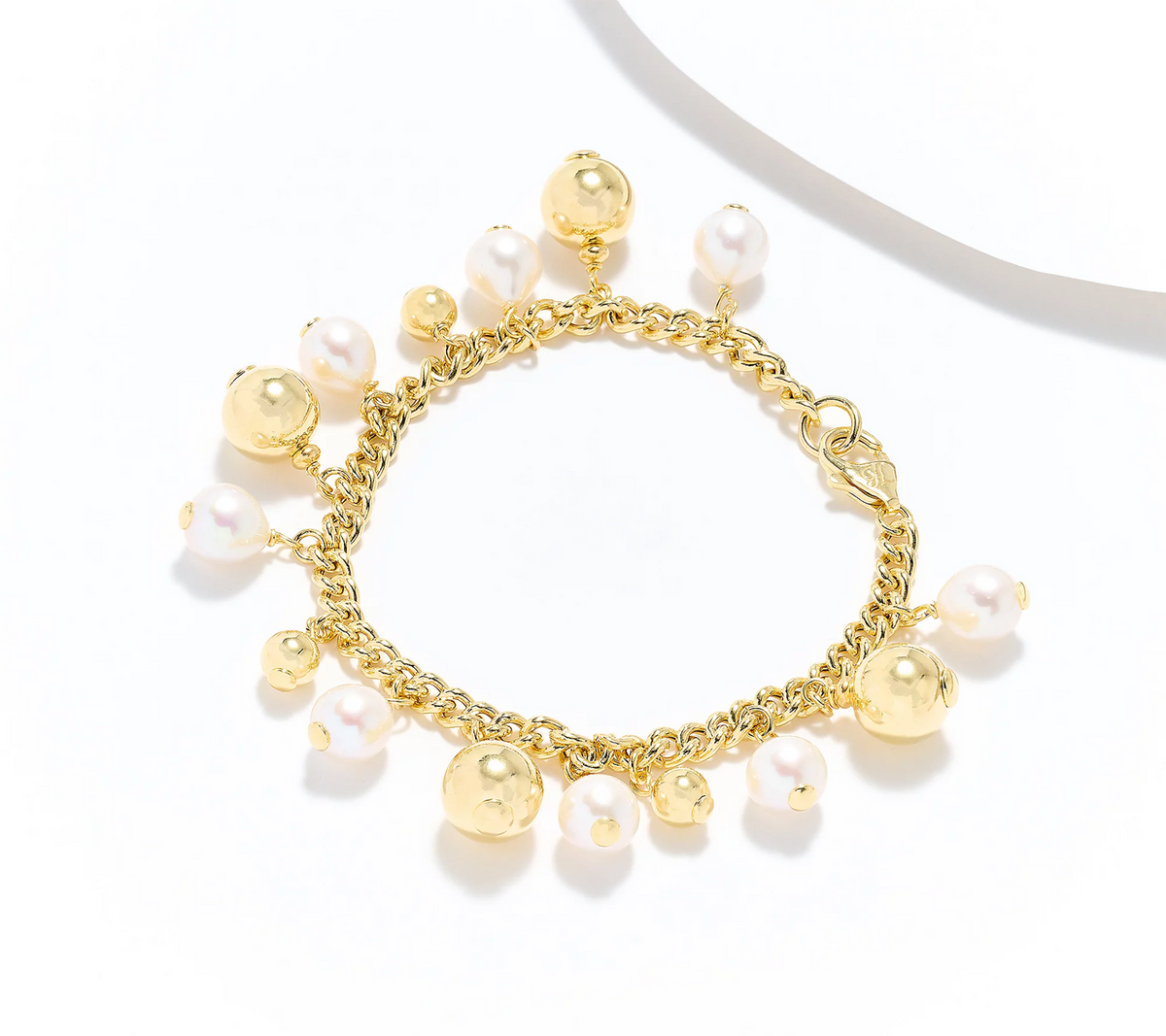Honora Cultured Pearl Charm Gold clad Sterling Silver Bracelet Avg