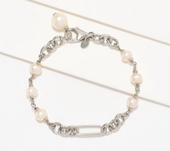 Honora Cultured Pearl Chain Sterling Silver Bracelet Avg