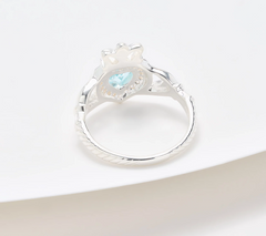 JMH Jewellery Sterling Silver Aquamarine Claddagh Ring Size 9
