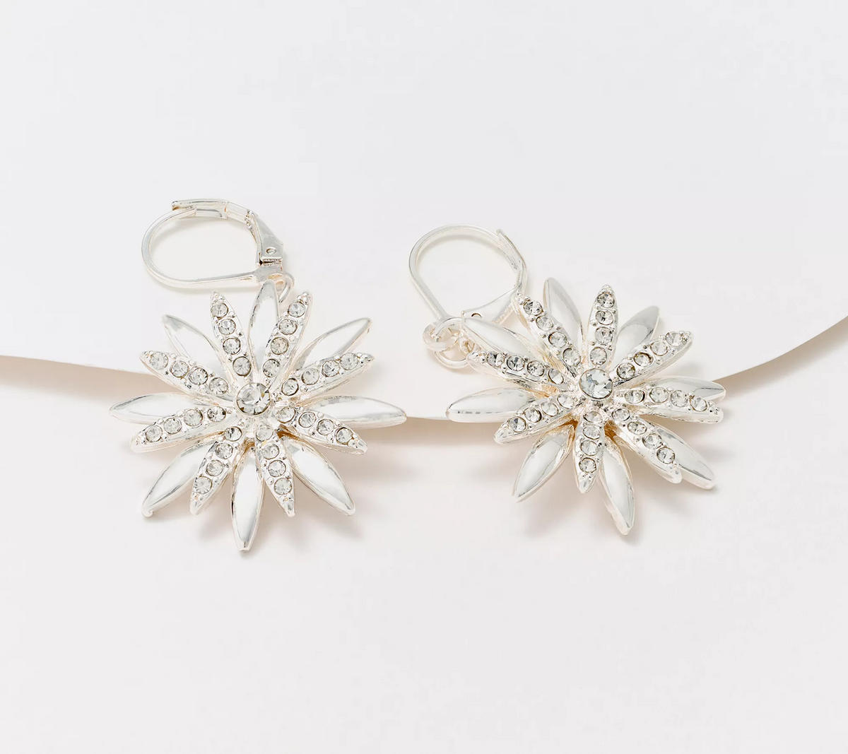 Joan Rivers Layered Starburst Leverback Silvertone Earrings