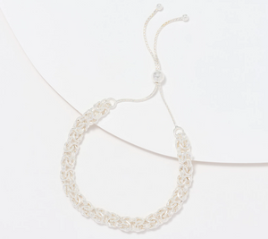 UltraFine 950 Silver Adj. Bolo Byzantine Bracelet