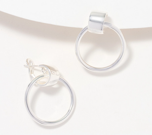 UltraFine 950 Silver Polished Doorknocker Hoop Earrings