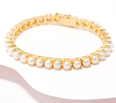 Honora Cultured Pearl Tennis Bracelet Sterling Silver, Size 7-1/4"