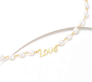 Honora Sterling Silver Goldclad Cultured Pearl Inspirational "Love" Necklace, 18"