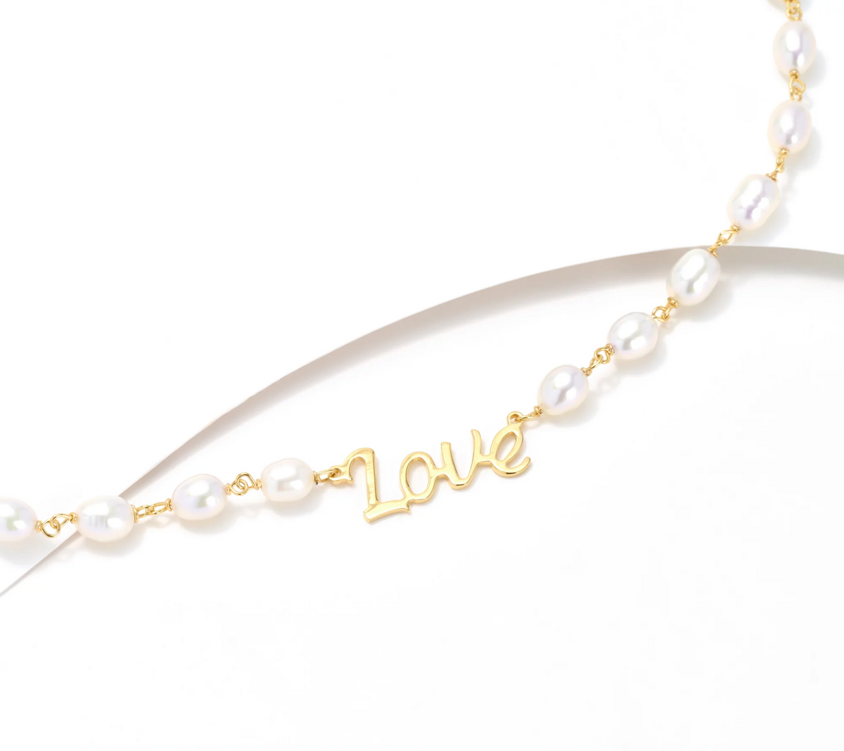 Honora Sterling Silver Goldclad Cultured Pearl Inspirational "Love" Necklace, 18"