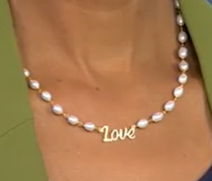 Honora Sterling Silver Goldclad Cultured Pearl Inspirational "Love" Necklace, 18"