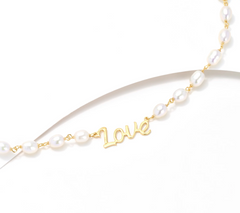 Honora Sterling Silver Goldclad Cultured Pearl Inspirational "Love" Necklace, 18"
