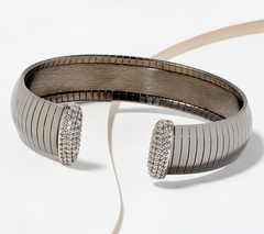David Markstein Black Bronze White Topaz Omega Bangle, Small