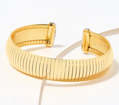 David Markstein Yellow Bronze White Topaz Omega Bangle, Large