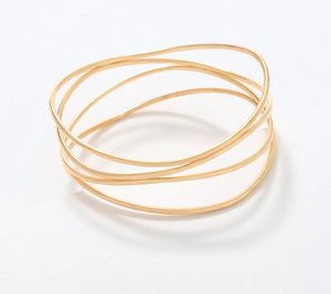 David Markstein Gold tone Sterling Silver Multi Fine Line Bangle, Average