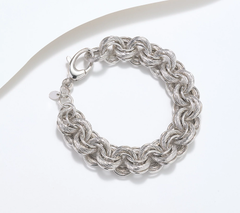 David Markstein Bronze SilverTone Polished & Ribbed Textured Rolo Bracelet Avg