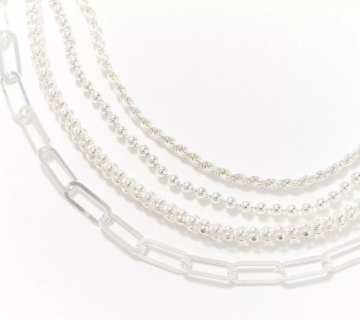 UltraFine 950 Silver Multi Chain Necklace, 4 Chains