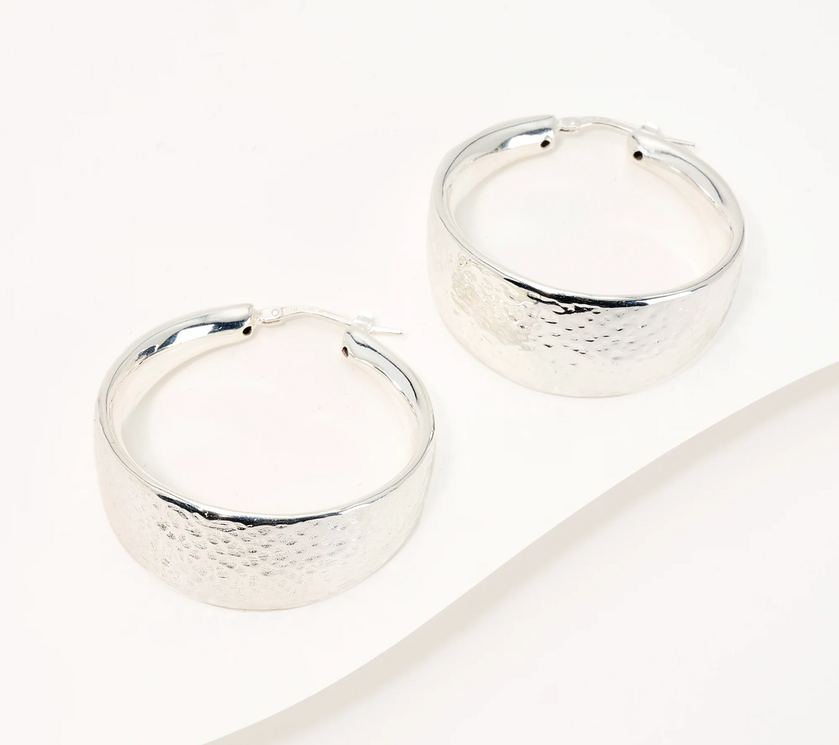 UltraFine Silver Graduated Hammered 1-1/2"Sterling Silver Hoops