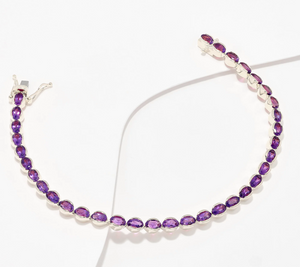 Affinity Gems Oval Cut Amethyst Tennis Bracelet Sterling Silver, Avg