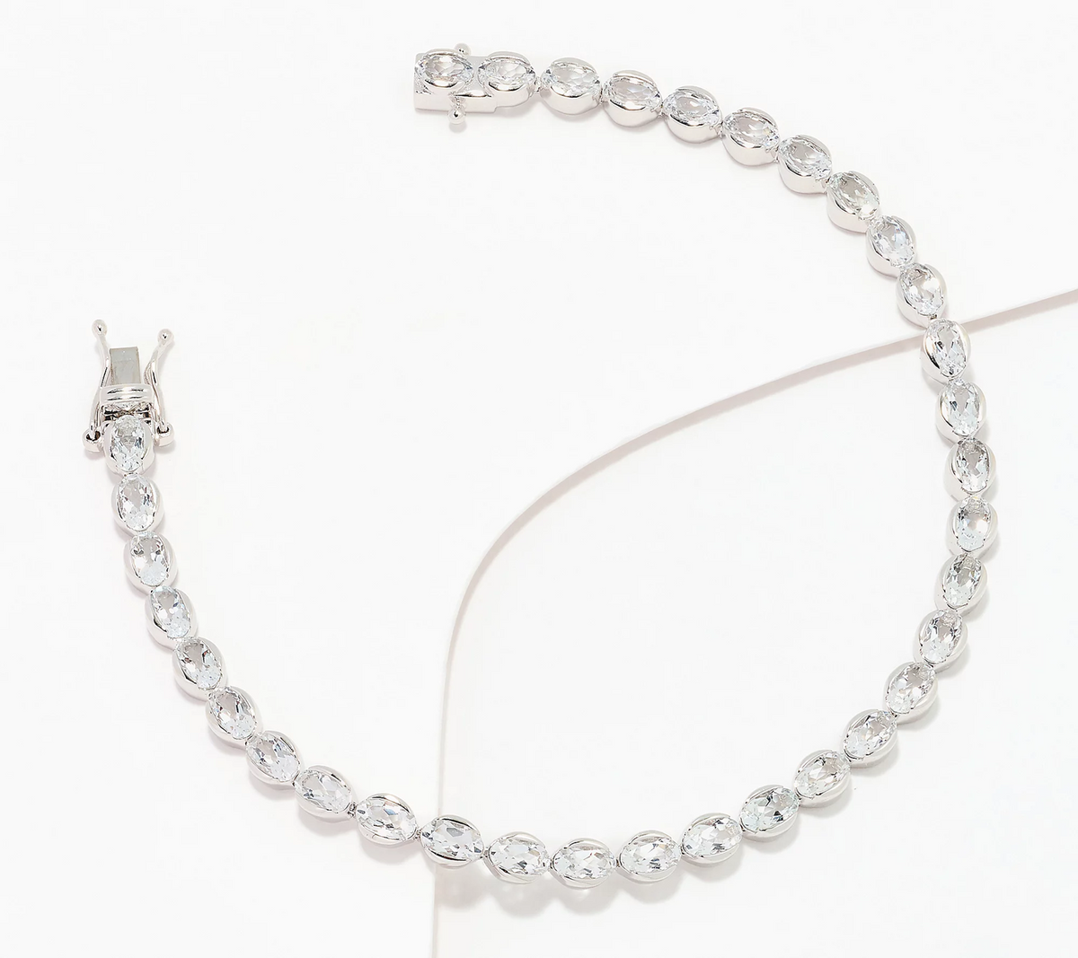 Affinity Gems Oval Cut WhiteTopaz Tennis Bracelet Sterling Silver, Large