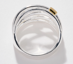 UltraFine 950 Silver Two Tone Crossover Ring with Stations Size 10