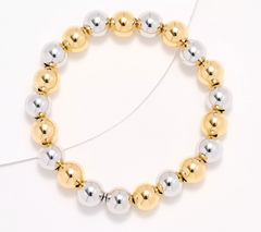 David Markstein Silver/Golden Bronze 10mm Beaded Bracelet Avg/Large