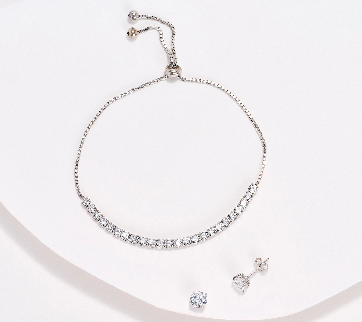 Diamonique  Sterling SilverTennis Bracelet and Earrings with Gift Box