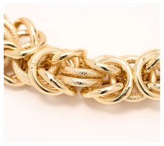 Silver Style Gold Tone Sterling Silver Textured Byzantine Bracelet, Large