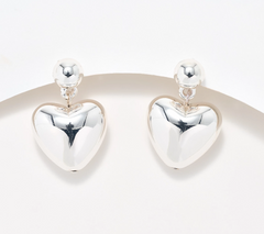 Joan Rivers Silver Tone Polished Heart Drop Earring