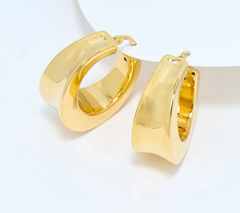 UltraFine 950 Silver 18K Gold Plated Graduated Concave Center Hoop Earrings