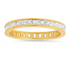 Diamonique Gold Clad SS Princess Cut Eternity Ring Size 8