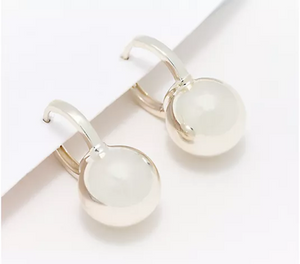 UltraFine 950 Silver Bead Drop Hoop Earrings