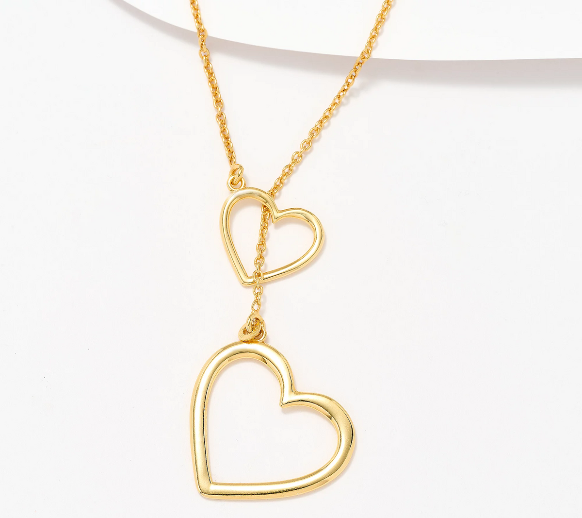 UltraFine 950 Silver Gold Plated Heart Toggle Diamond Cut Necklace 26"