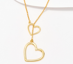 UltraFine 950 Silver Gold Plated Heart Toggle Diamond Cut Necklace 26"