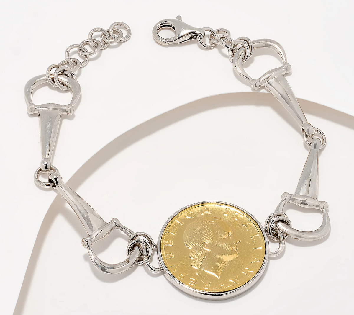 David Markstein Sterling Silver Lira Coin Equestrian Bracelet Small