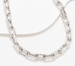 David Markstein Silver Tone Bronze Paperclip Hidden Closure 20" Necklace